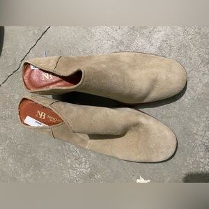 NATALIA BLANCO Brown Suede Leather Slip On Heel Booties Size EUR 38
